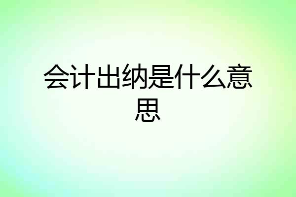 会计出纳是什么意思