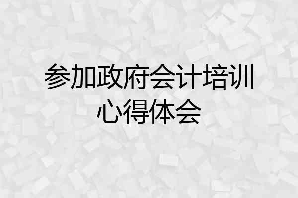参加政府会计培训心得体会