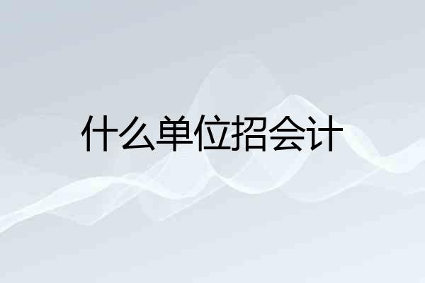 什么单位招会计