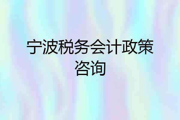 宁波税务会计政策咨询