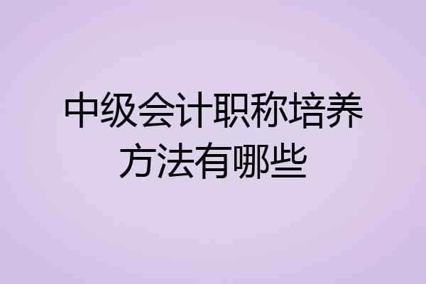 中级会计职称培养方法有哪些