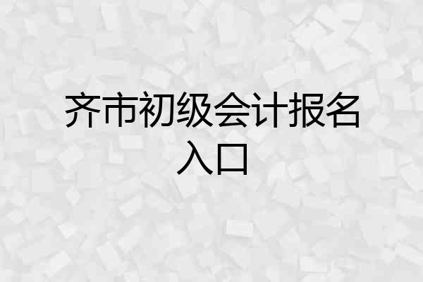 齐市初级会计报名入口