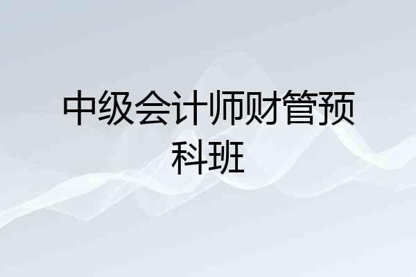 中级会计师财管预科班