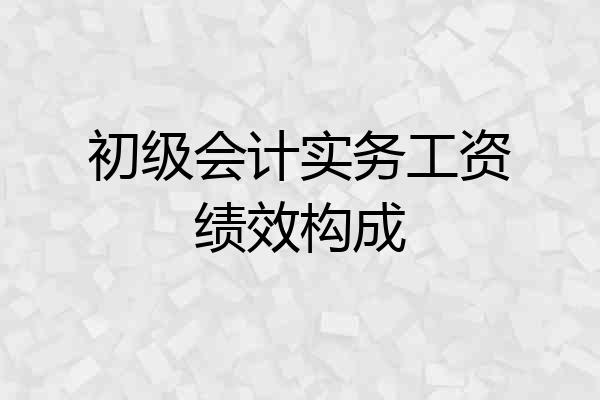 初级会计实务工资绩效构成