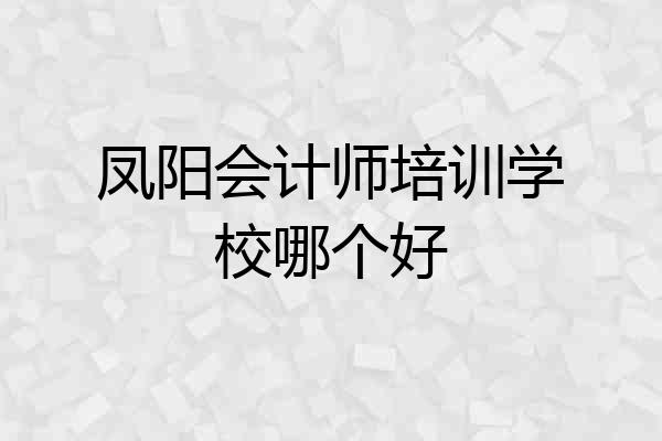 凤阳会计师培训学校哪个好