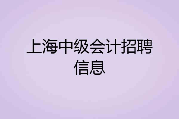上海中级会计招聘信息