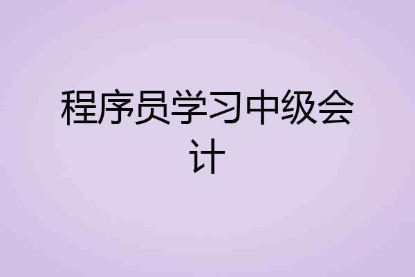 程序员学习中级会计