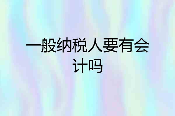 一般纳税人要有会计吗