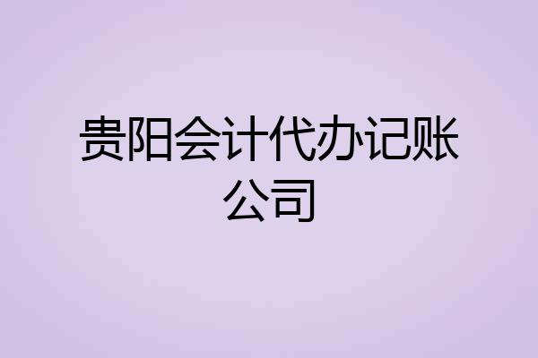 贵阳会计代办记账公司