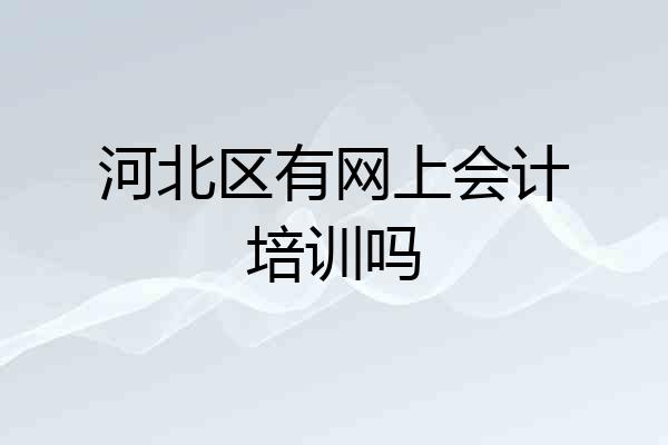 河北区有网上会计培训吗