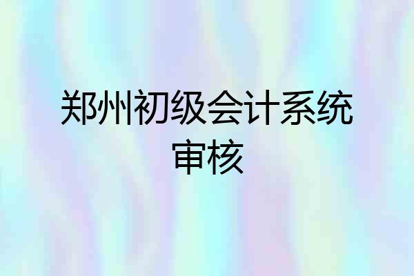 郑州初级会计系统审核