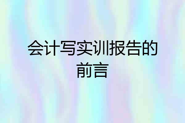 会计写实训报告的前言