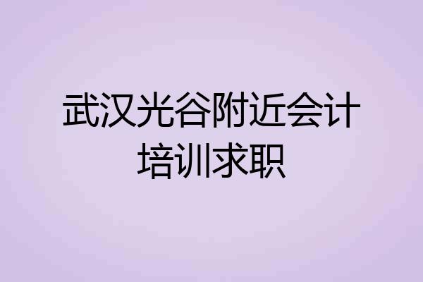 武汉光谷附近会计培训求职
