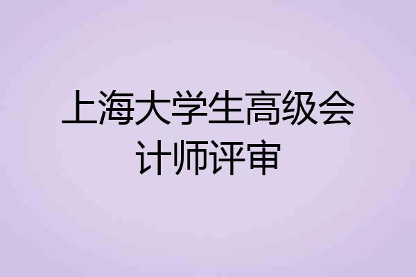 上海大学生高级会计师评审