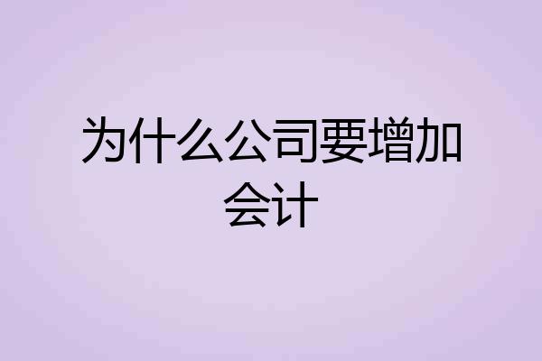 为什么公司要增加会计