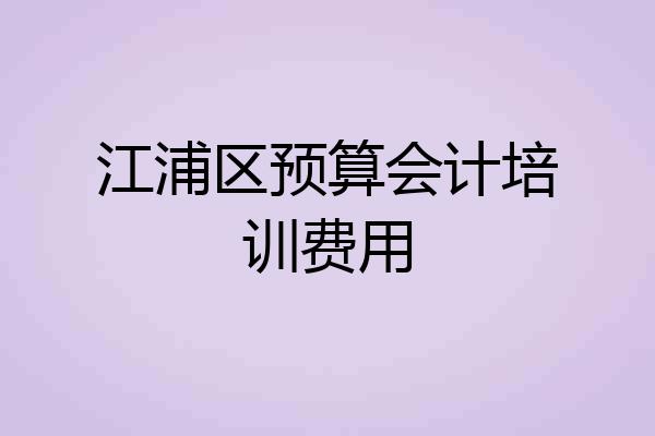 江浦区预算会计培训费用