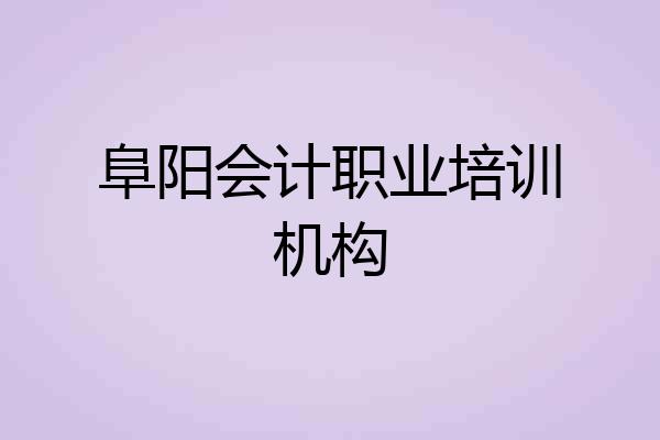 阜阳会计职业培训机构