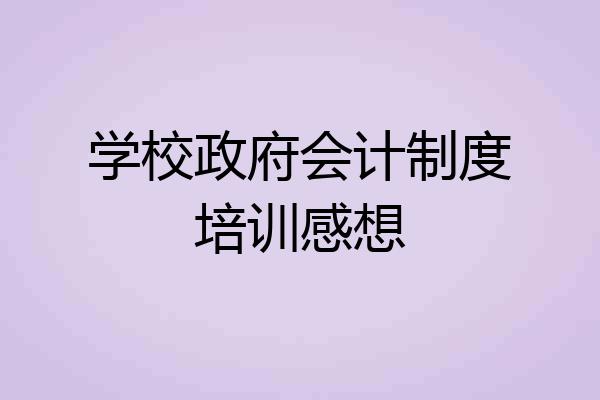学校政府会计制度培训感想
