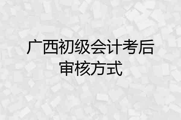 广西初级会计考后审核方式