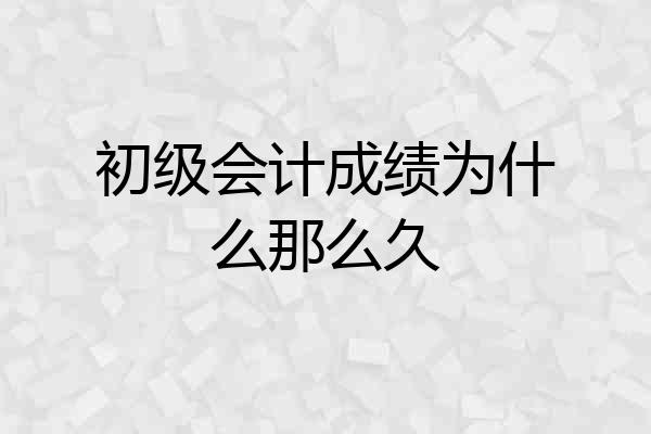 初级会计成绩为什么那么久