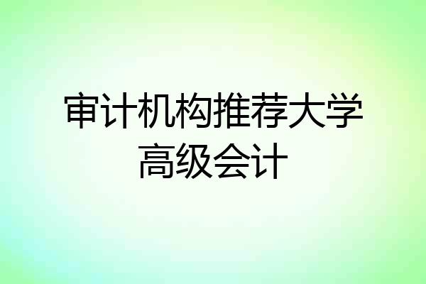 审计机构推荐大学高级会计