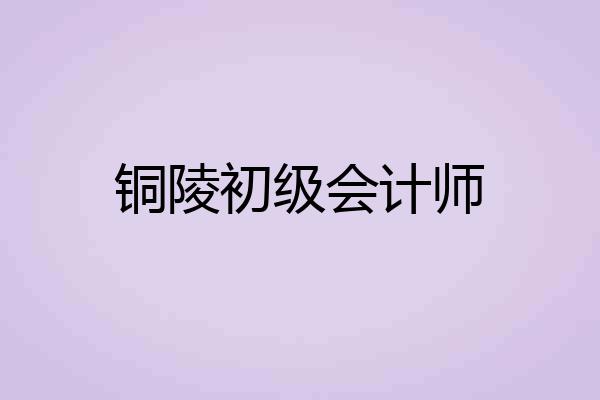 铜陵初级会计师