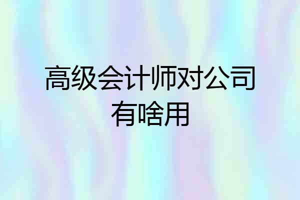 高级会计师对公司有啥用