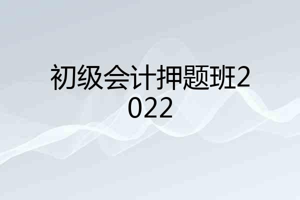 初级会计押题班2022
