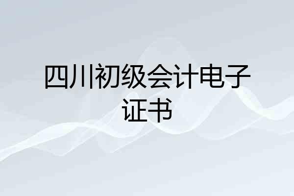 四川初级会计电子证书