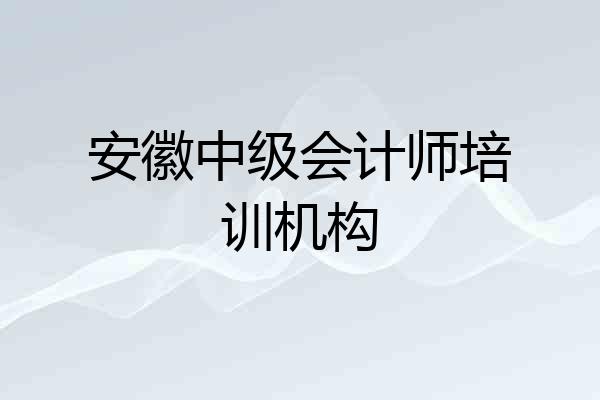 安徽中级会计师培训机构