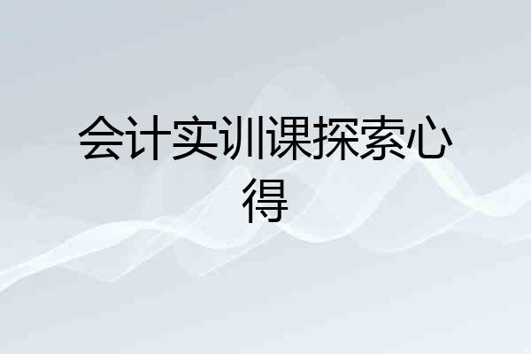 会计实训课探索心得