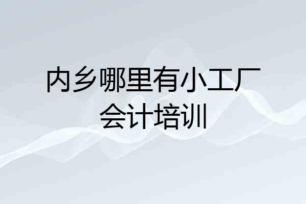 内乡哪里有小工厂会计培训