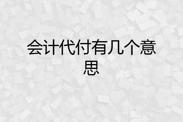 会计代付有几个意思