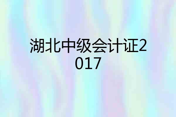 湖北中级会计证2017