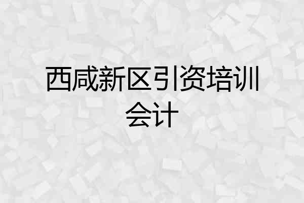 西咸新区引资培训会计