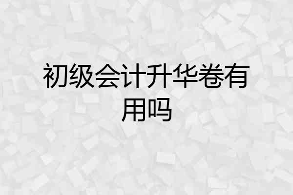 初级会计升华卷有用吗