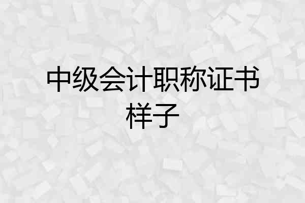 中级会计职称证书样子