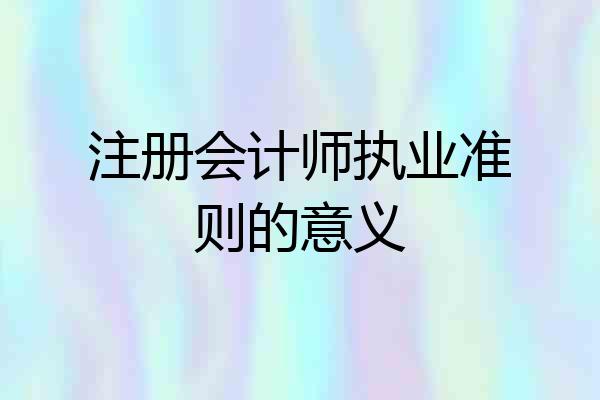 注册会计师执业准则的意义