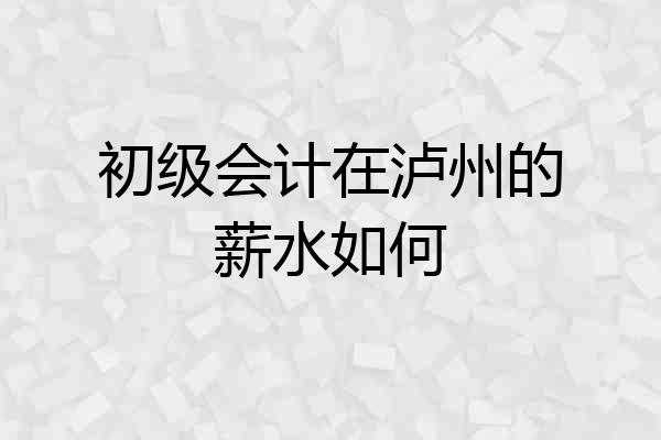 初级会计在泸州的薪水如何