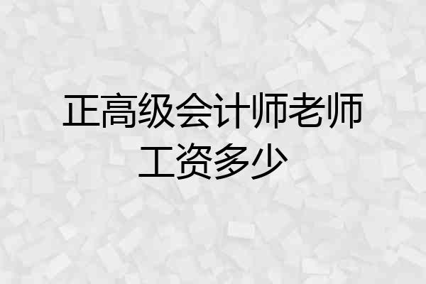 正高级会计师老师工资多少