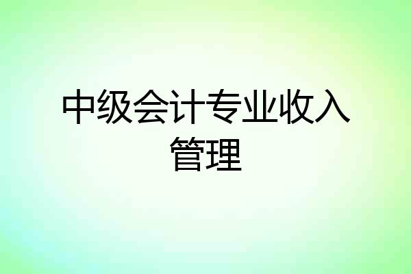 中级会计专业收入管理