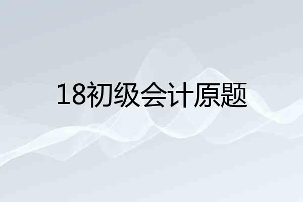18初级会计原题