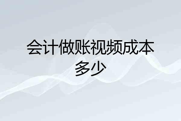 会计做账视频成本多少