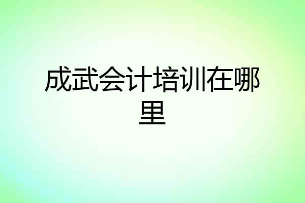 成武会计培训在哪里
