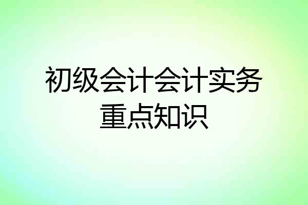 初级会计会计实务重点知识
