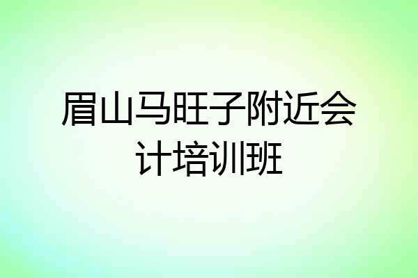 眉山马旺子附近会计培训班