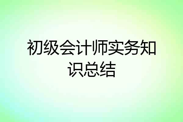 初级会计师实务知识总结