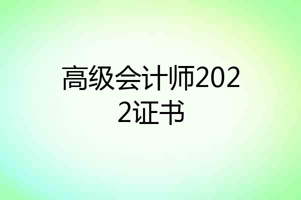 高级会计师2022证书