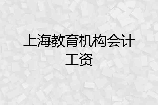上海教育机构会计工资