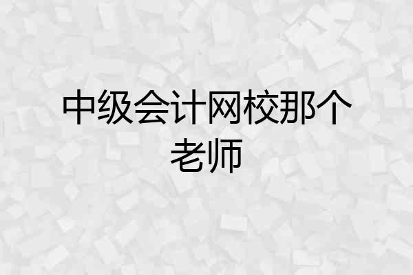 中级会计网校那个老师
